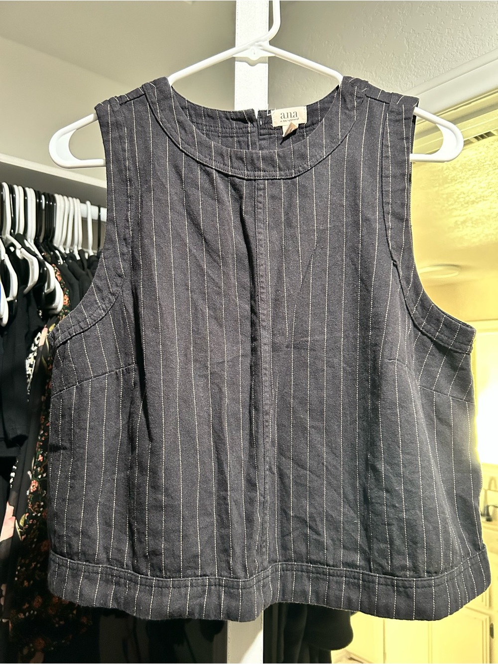 a.n.a Black Pinstripe Sleeveless Tank